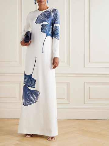 Costarellos Austie embroidered crepe gown
