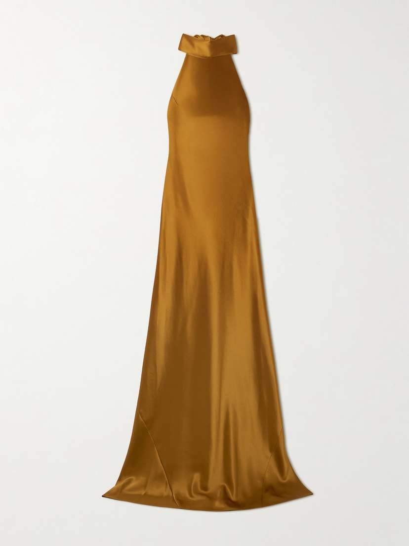 Galvan Sienna Satin Halterneck Gown