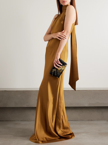 Galvan Sienna satin halterneck gown