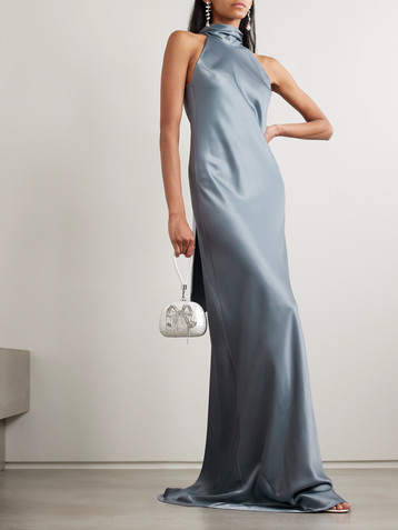 Galvan Sienna satin halterneck gown