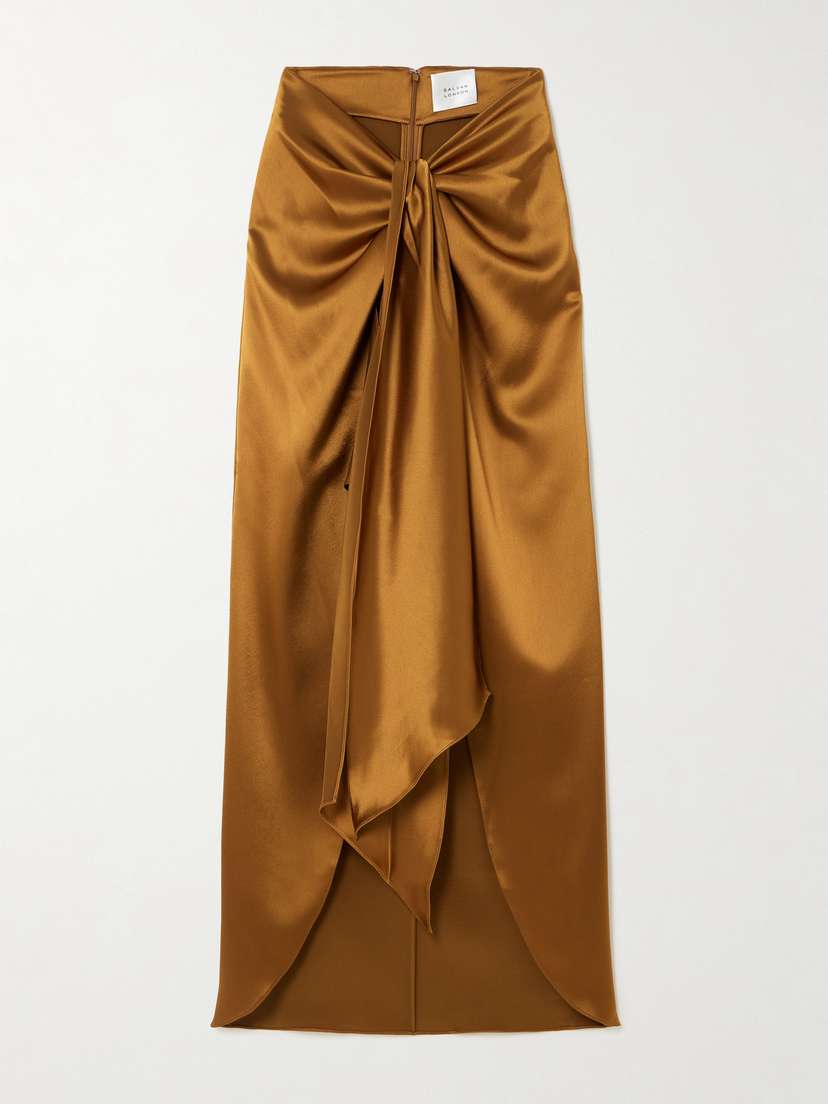 Galvan De Lovie Asymmetric Satin Maxi Skirt