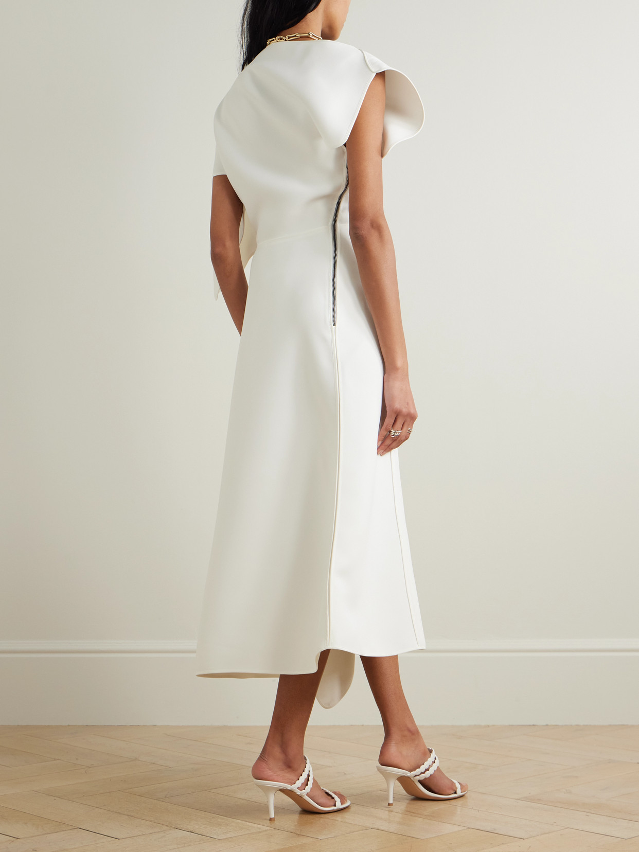 Maticevski Diadem Off-the-shoulder Asymmetric Draped Crepe Dress In White
