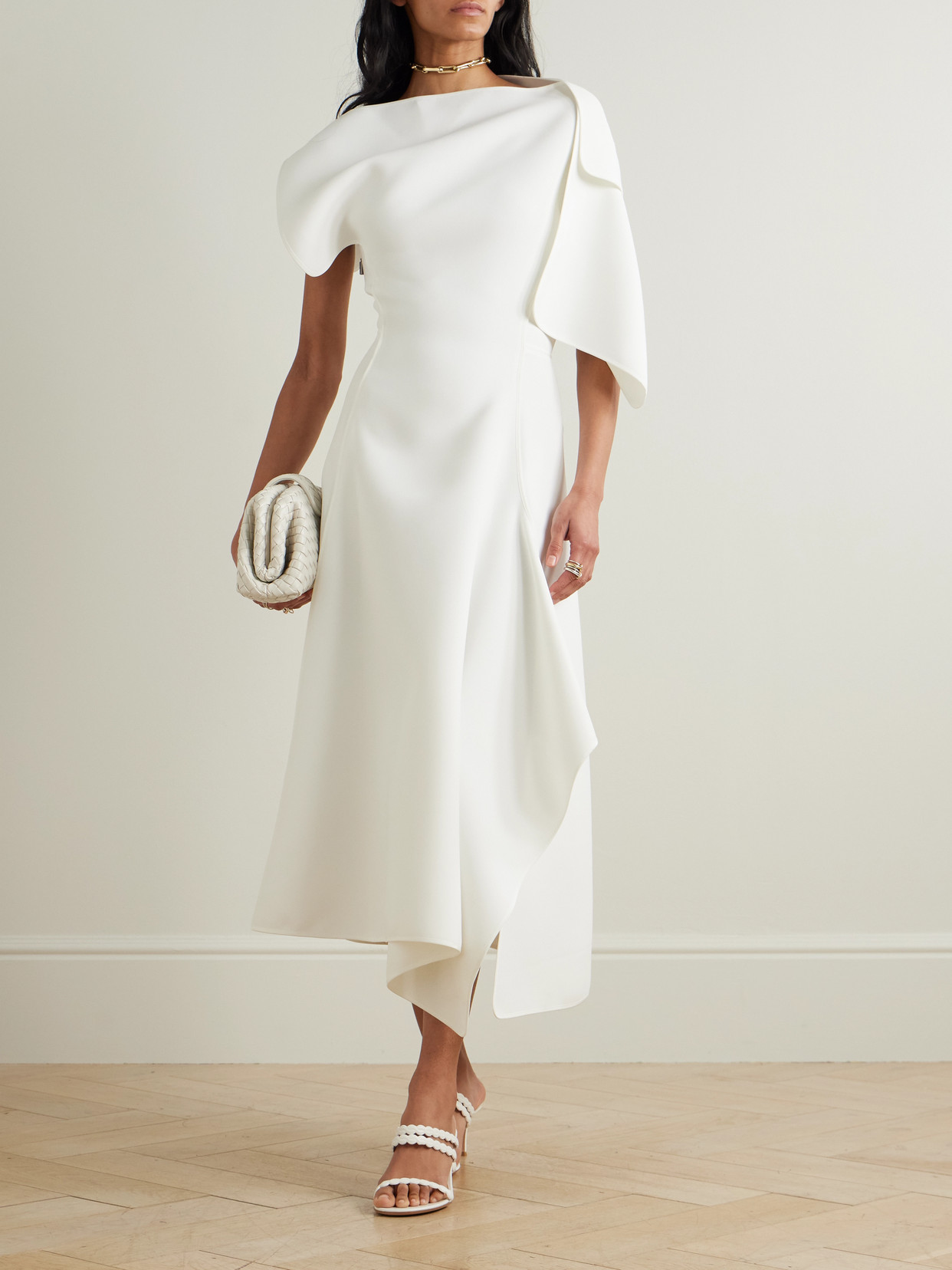 Maticevski Diadem Off-the-shoulder Asymmetric Draped Crepe Dress In White