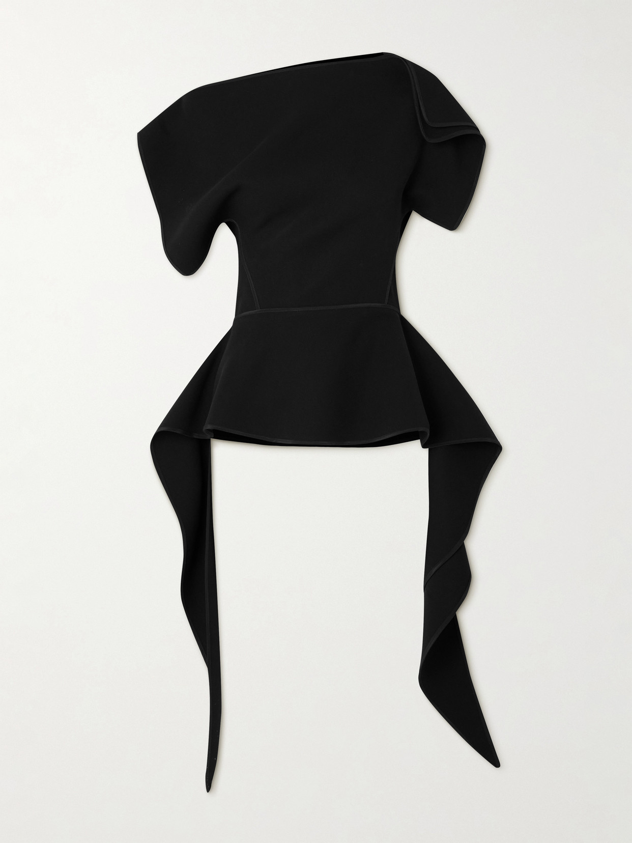 Maticevski Resolute Asymmetric Ruffled Crepe Peplum Top In Black
