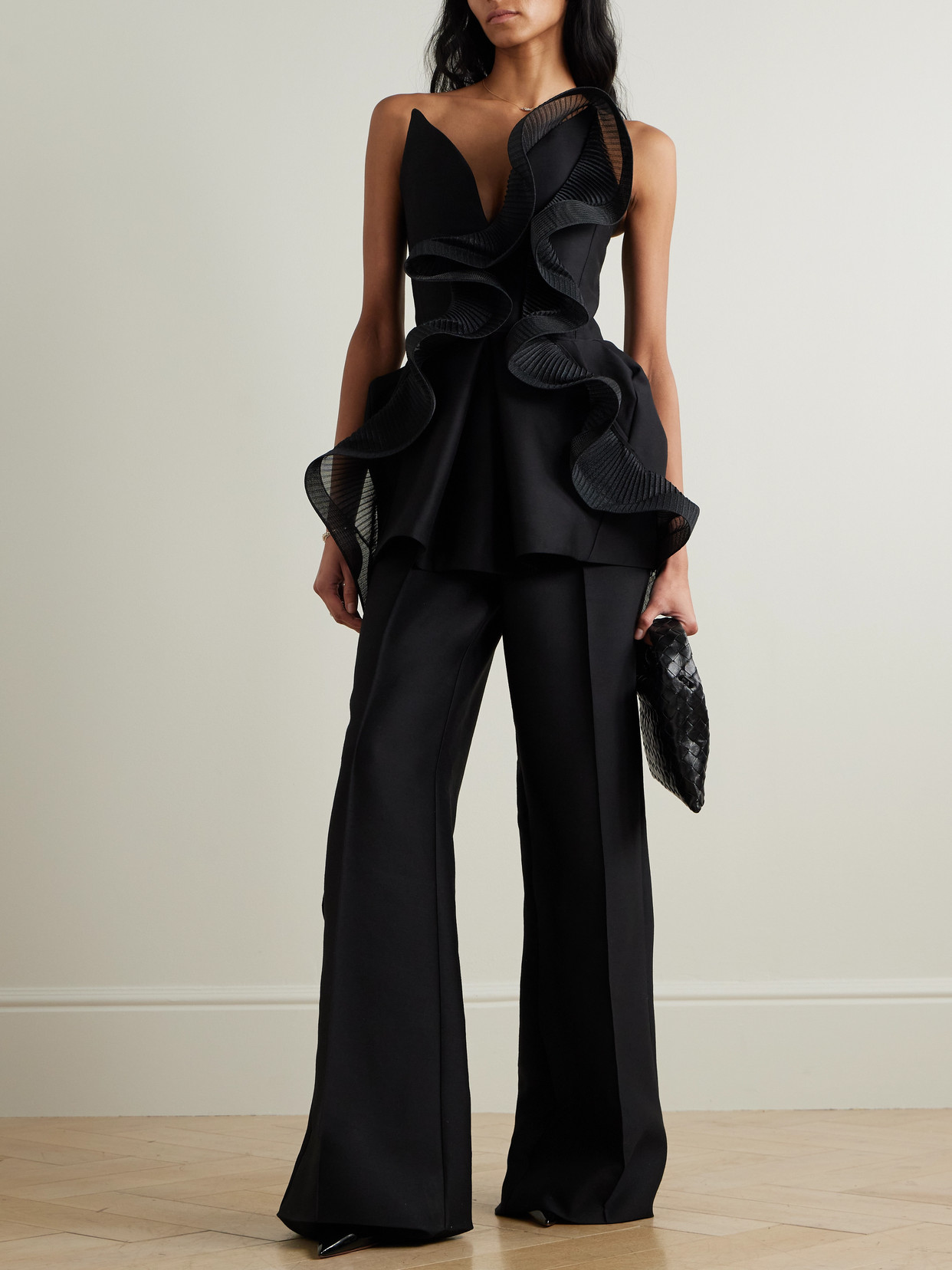 Maticevski Rival Wool And Silk-blend Wide-leg Pants In Black