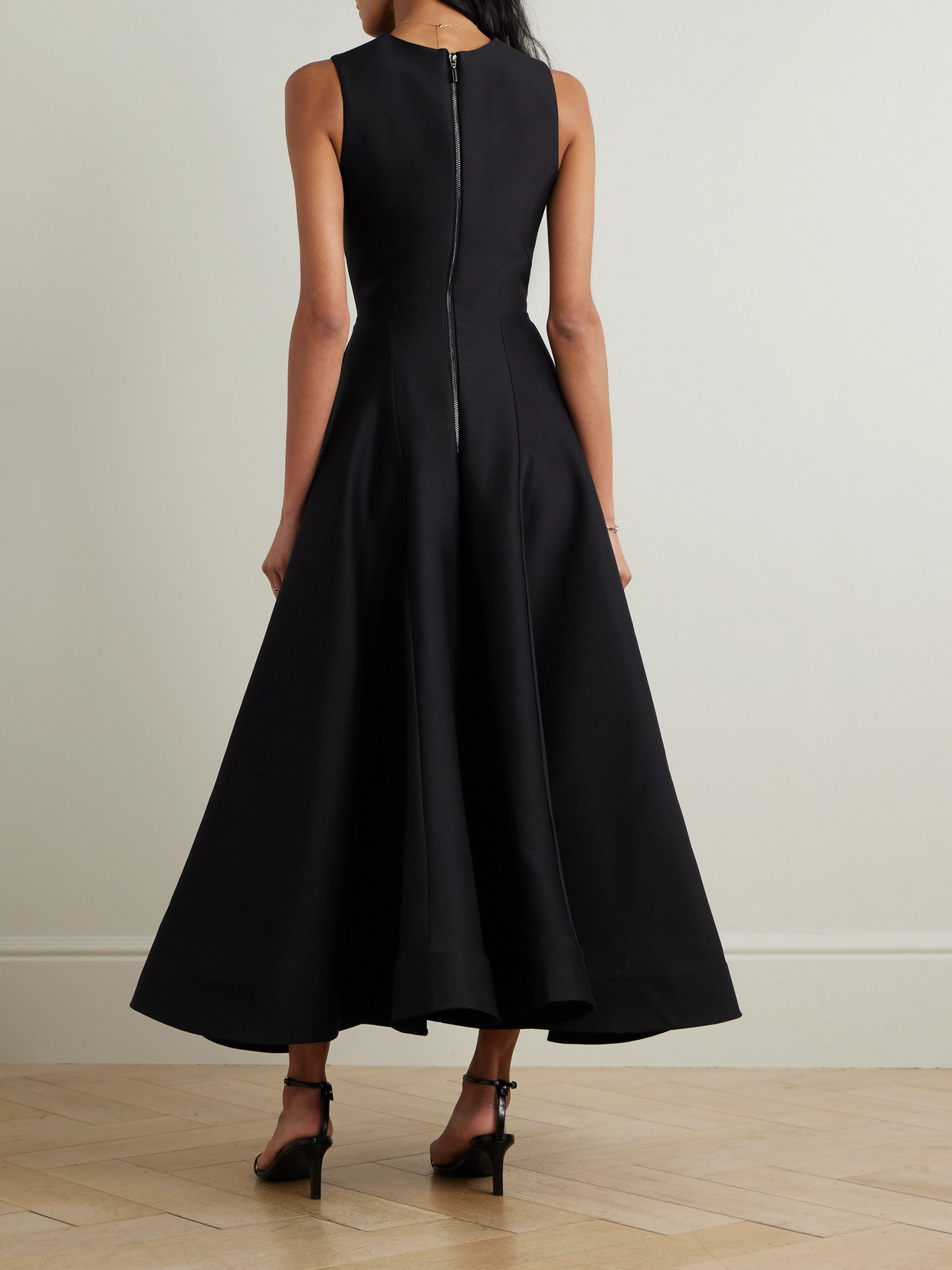 Maticevski Invigorate Pleated Wool And Silk-blend Dress In Black
