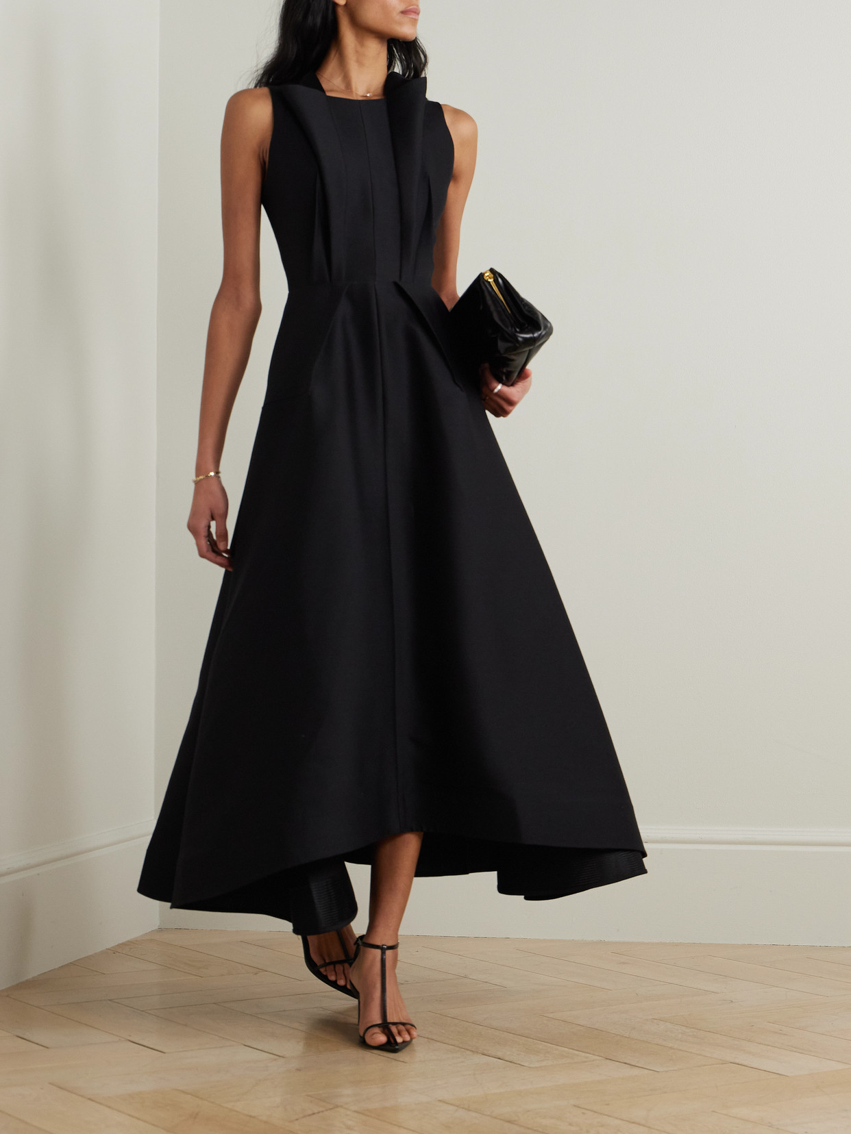 Maticevski Invigorate Pleated Wool And Silk-blend Dress In Black