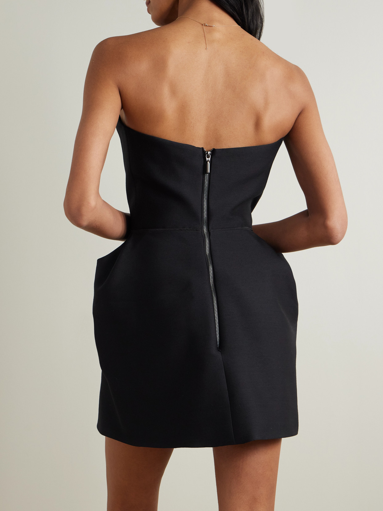 Maticevski Le Petite Strapless Pleated Wool And Silk-blend Mini Dress In Black