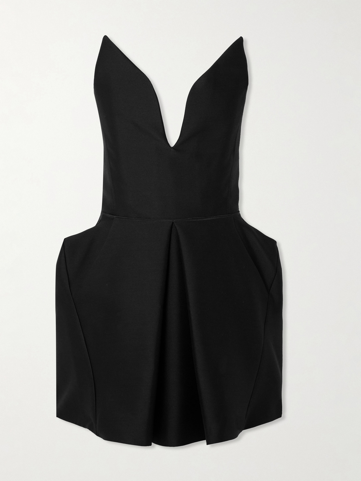 Maticevski Le Petite Strapless Pleated Wool And Silk-blend Mini Dress In Black