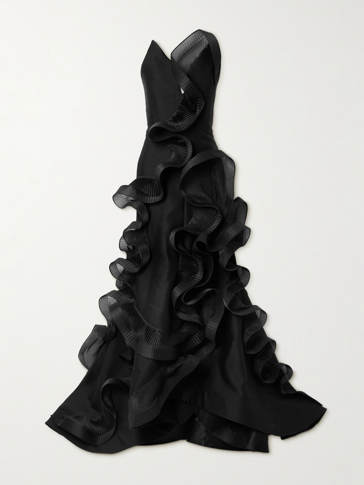 Maticevski Explode Strapless Ruffled Organza-trimmed Wool And Silk-blend Gown In Black
