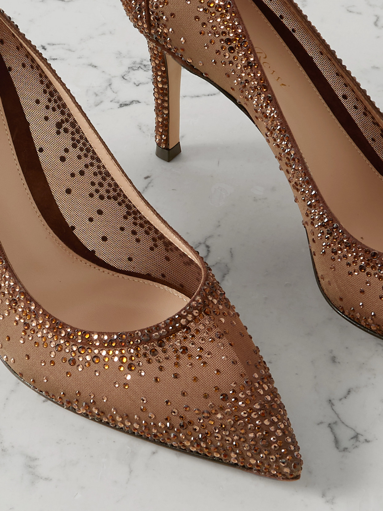 Rania 85 Crystal-Embellished Organza Pumps