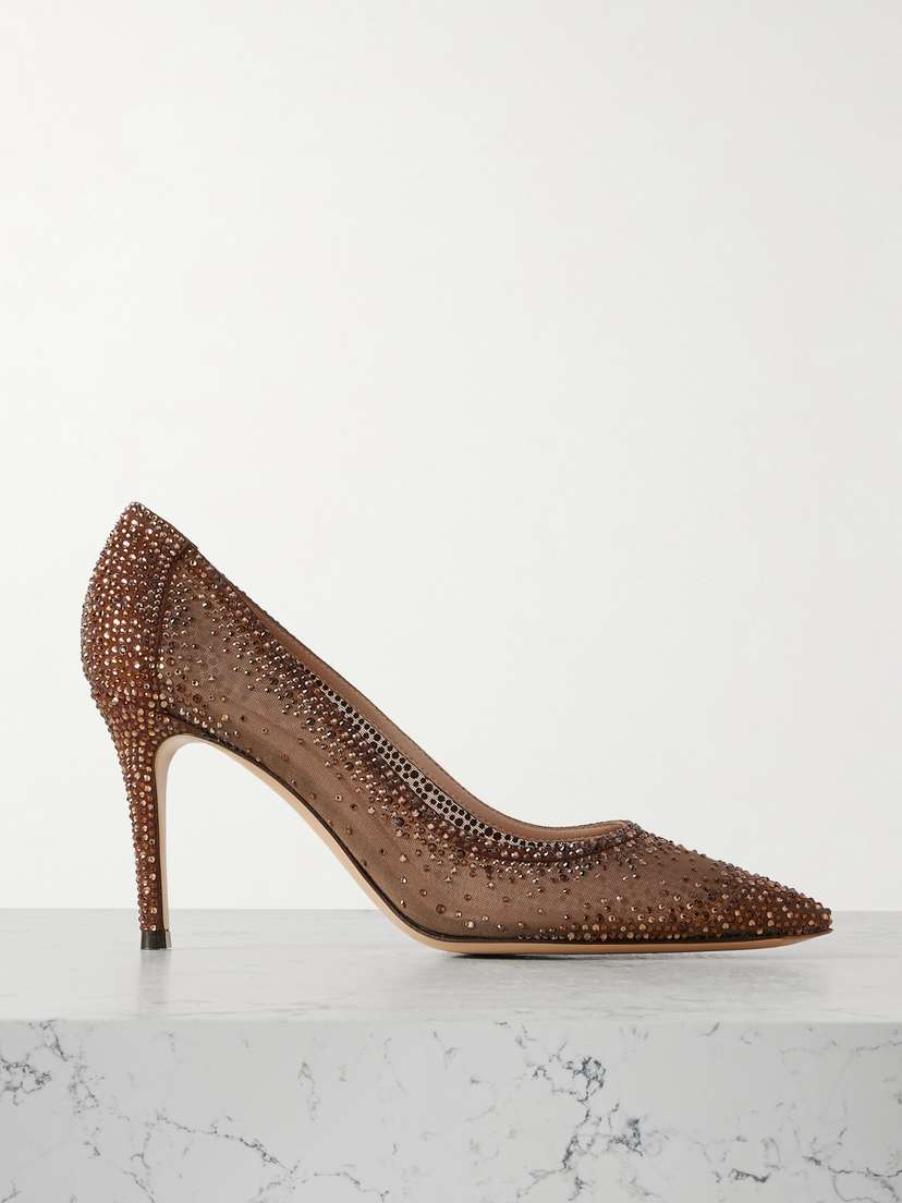 Gianvito Rossi Rania 85 Crystal-embellished Organza Pumps