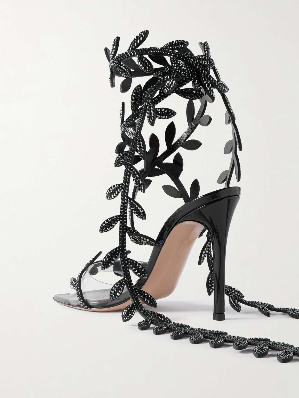 Gianvito Rossi Flavia 105 Crystal-embellished Leather And Pvc Sandals In Black