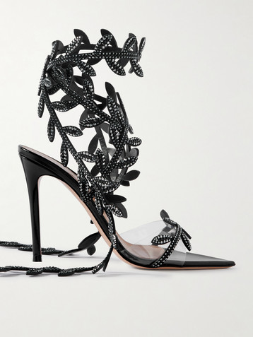 GIANVITO ROSSI Flavia 105 crystal-embellished leather and PVC sandals
