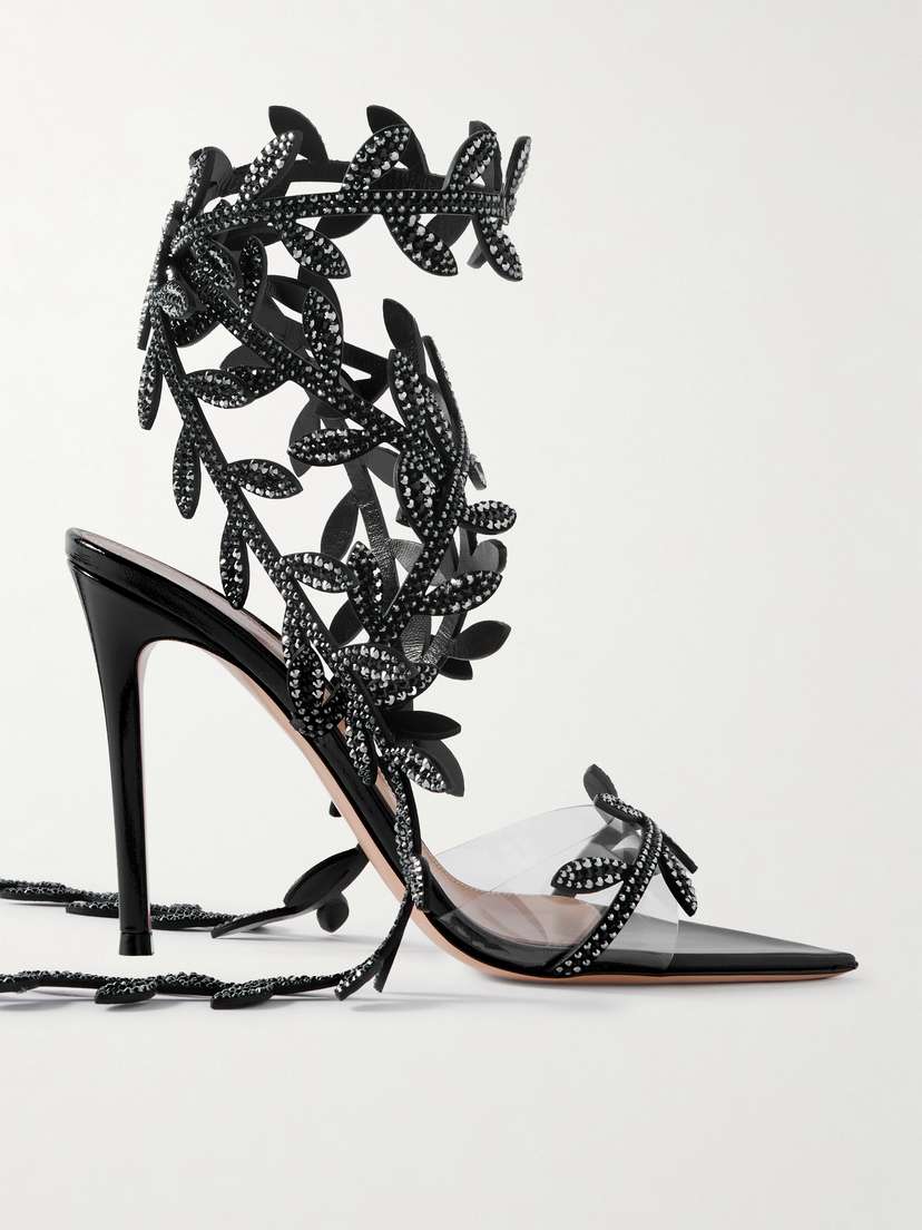 Gianvito Rossi Flavia 105 Crystal-embellished Leather And Pvc Sandals