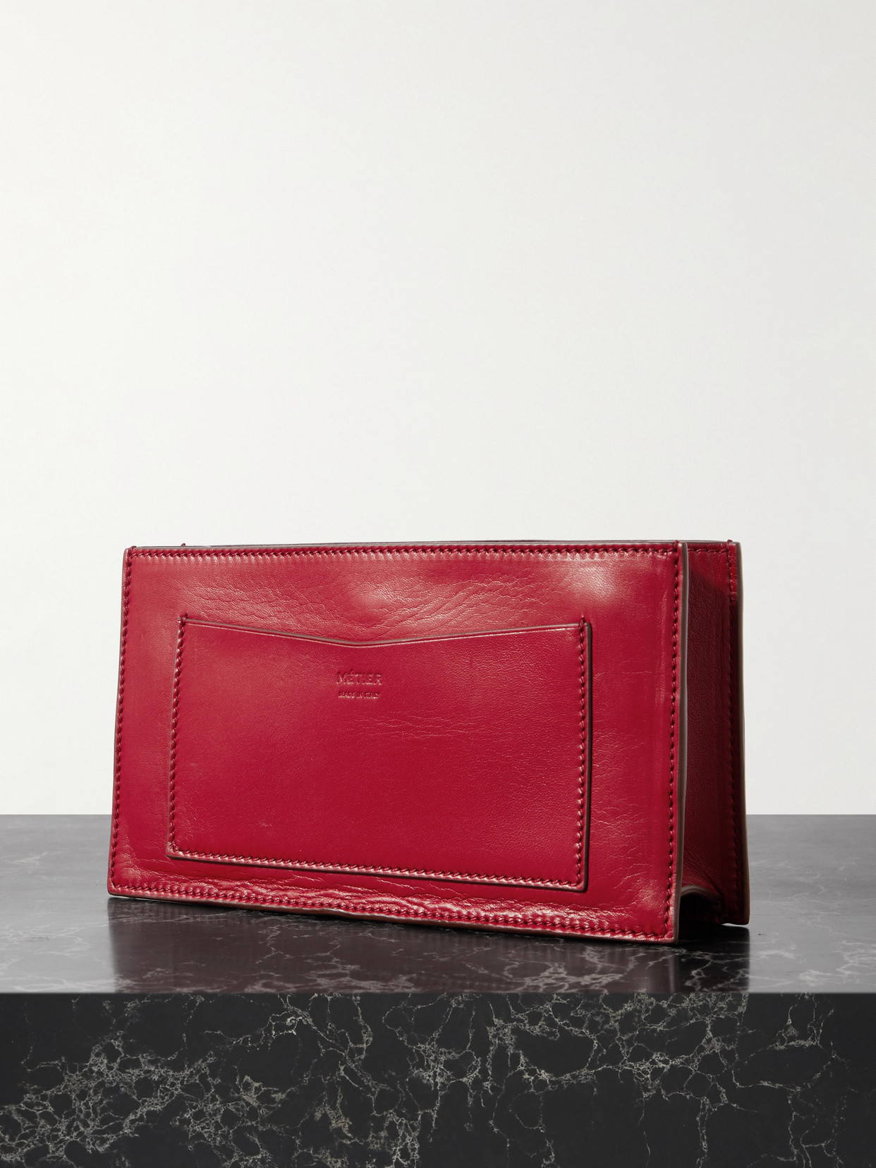 Metier Ease Leather Clutch In Red