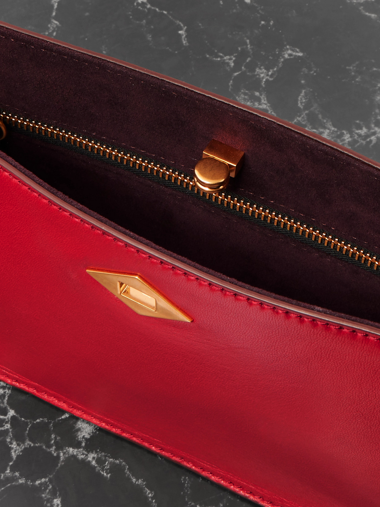 Metier Ease Leather Clutch In Red
