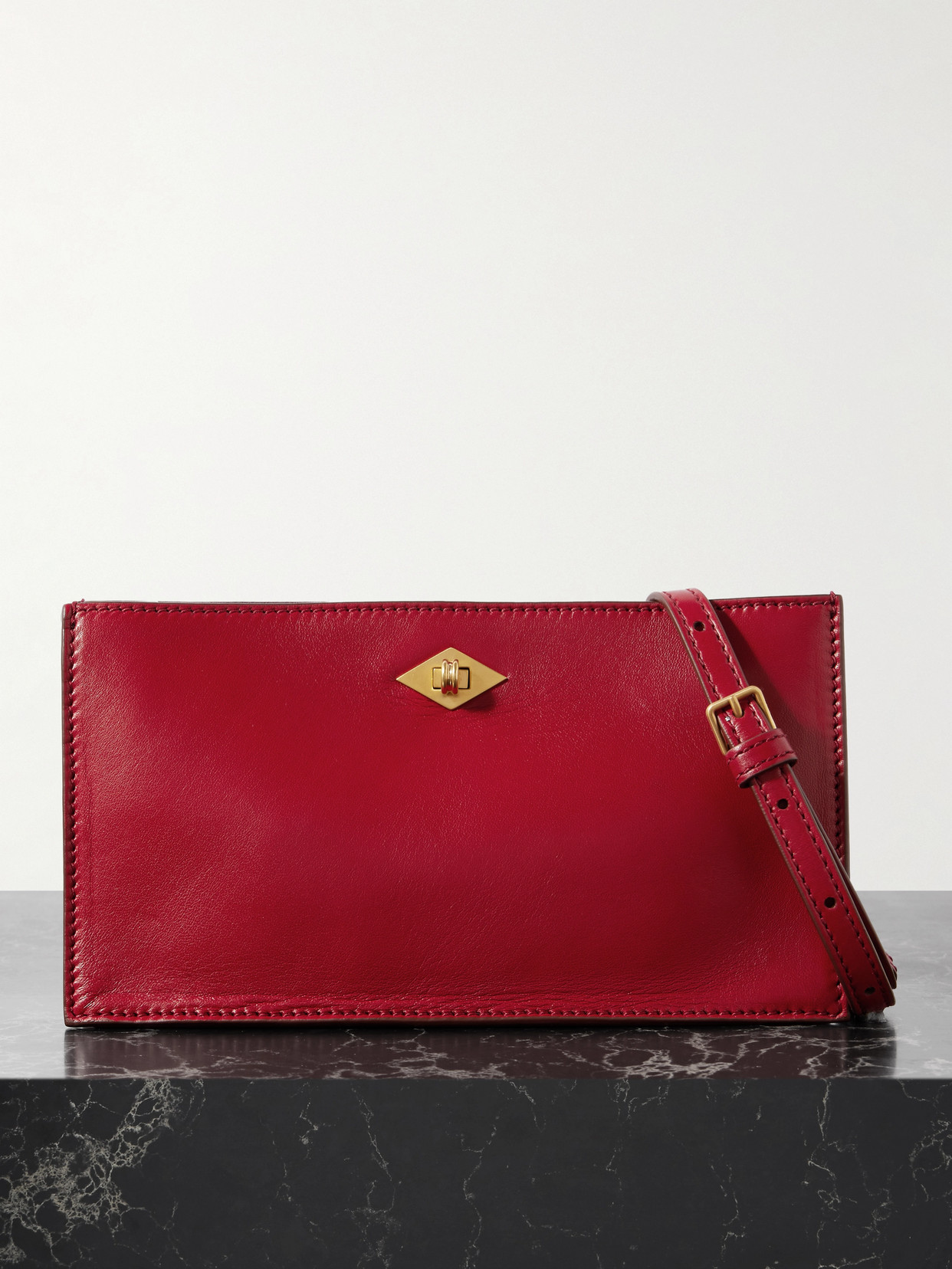 Metier Ease Leather Clutch In Red