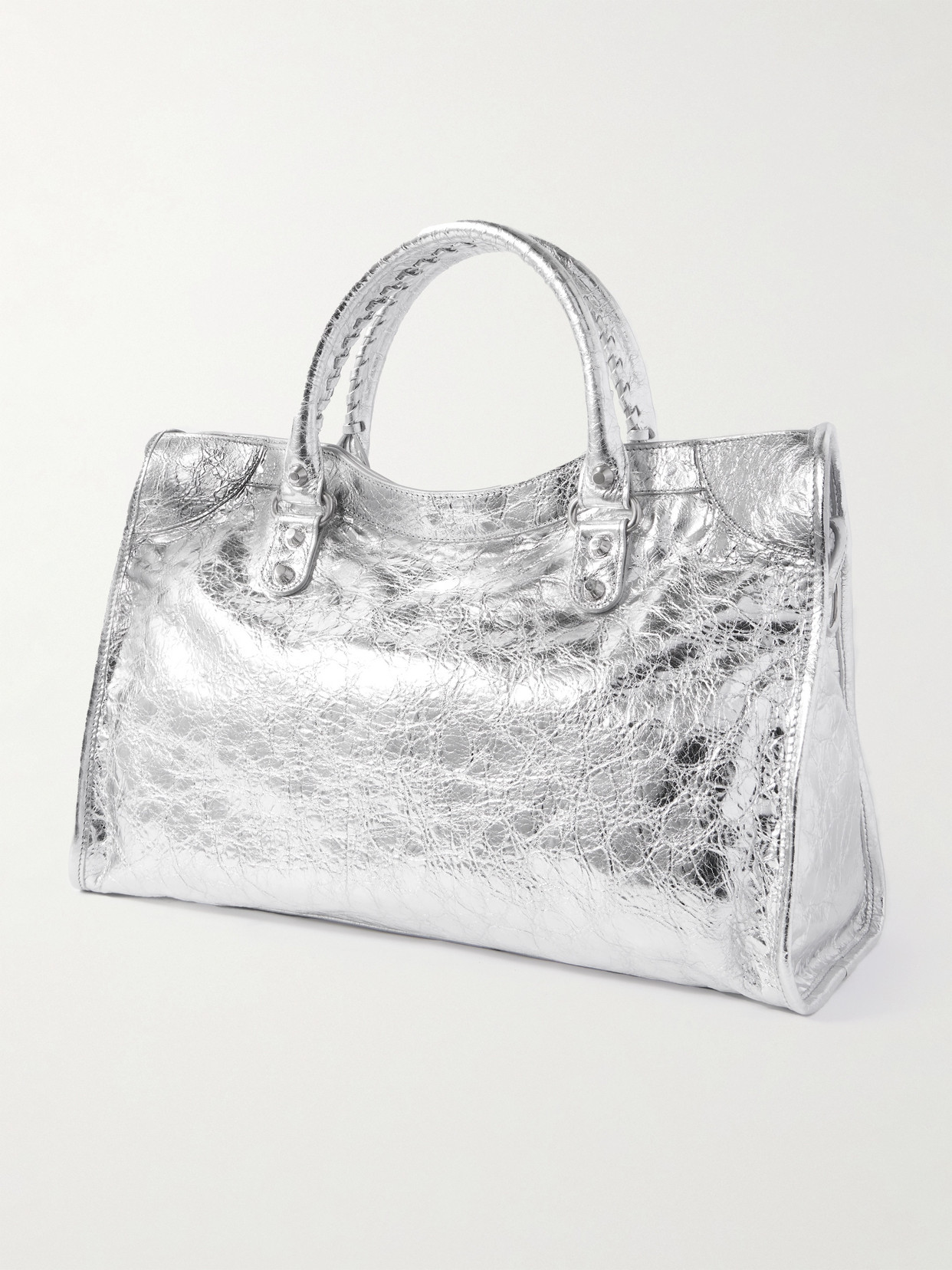 Le City Medium Metallic Textured-Leather Tote