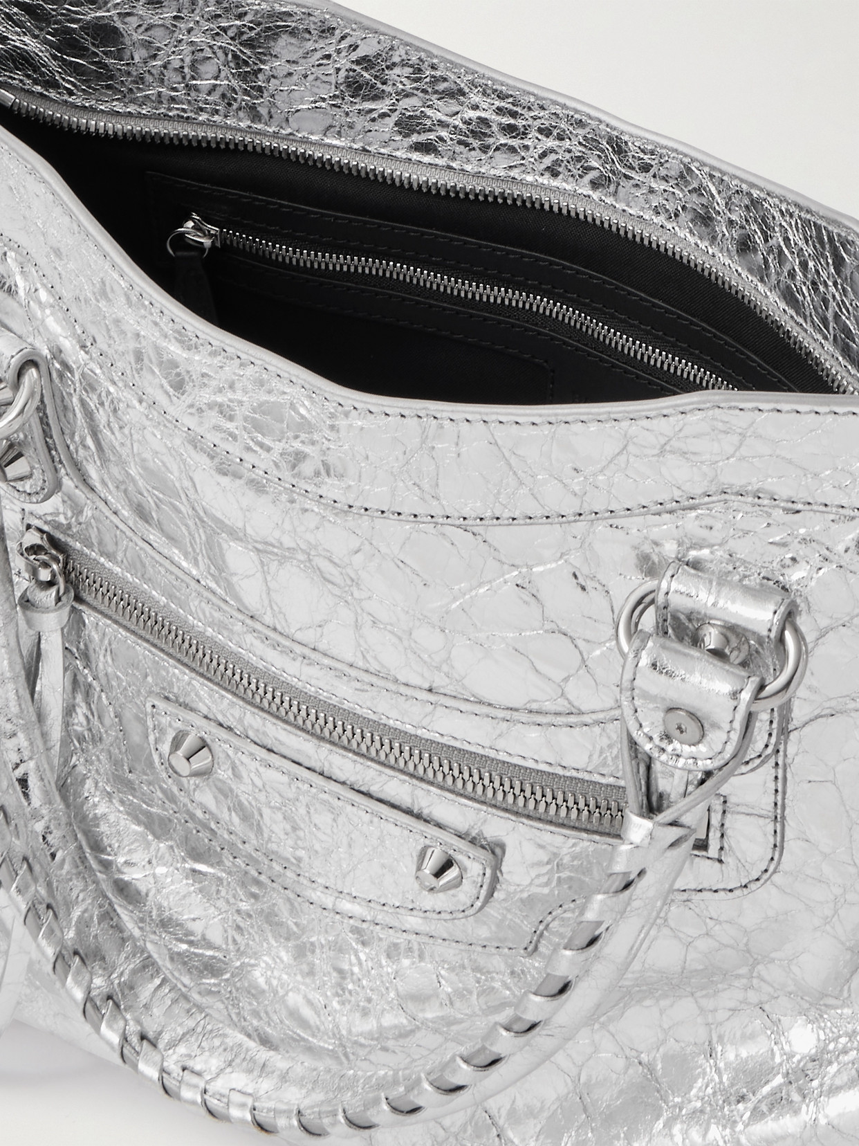 Le City Medium Metallic Textured-Leather Tote