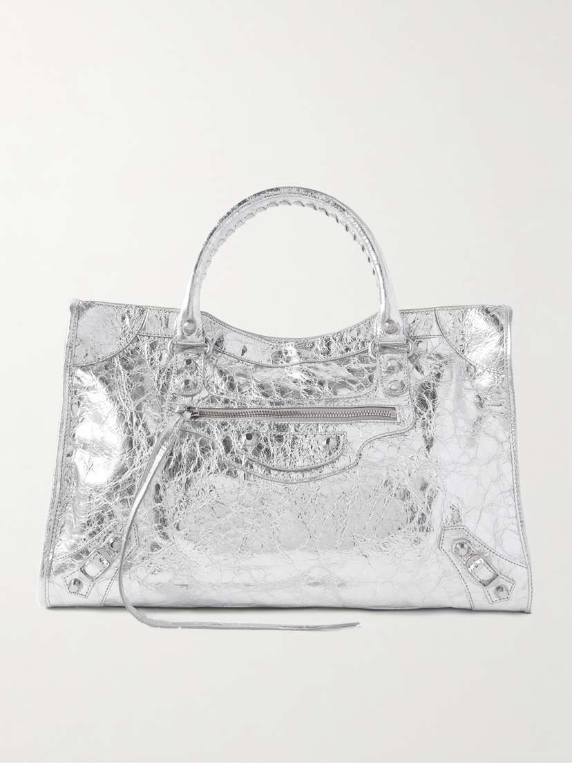Balenciaga Le City Medium Metallic Textured-leather Tote