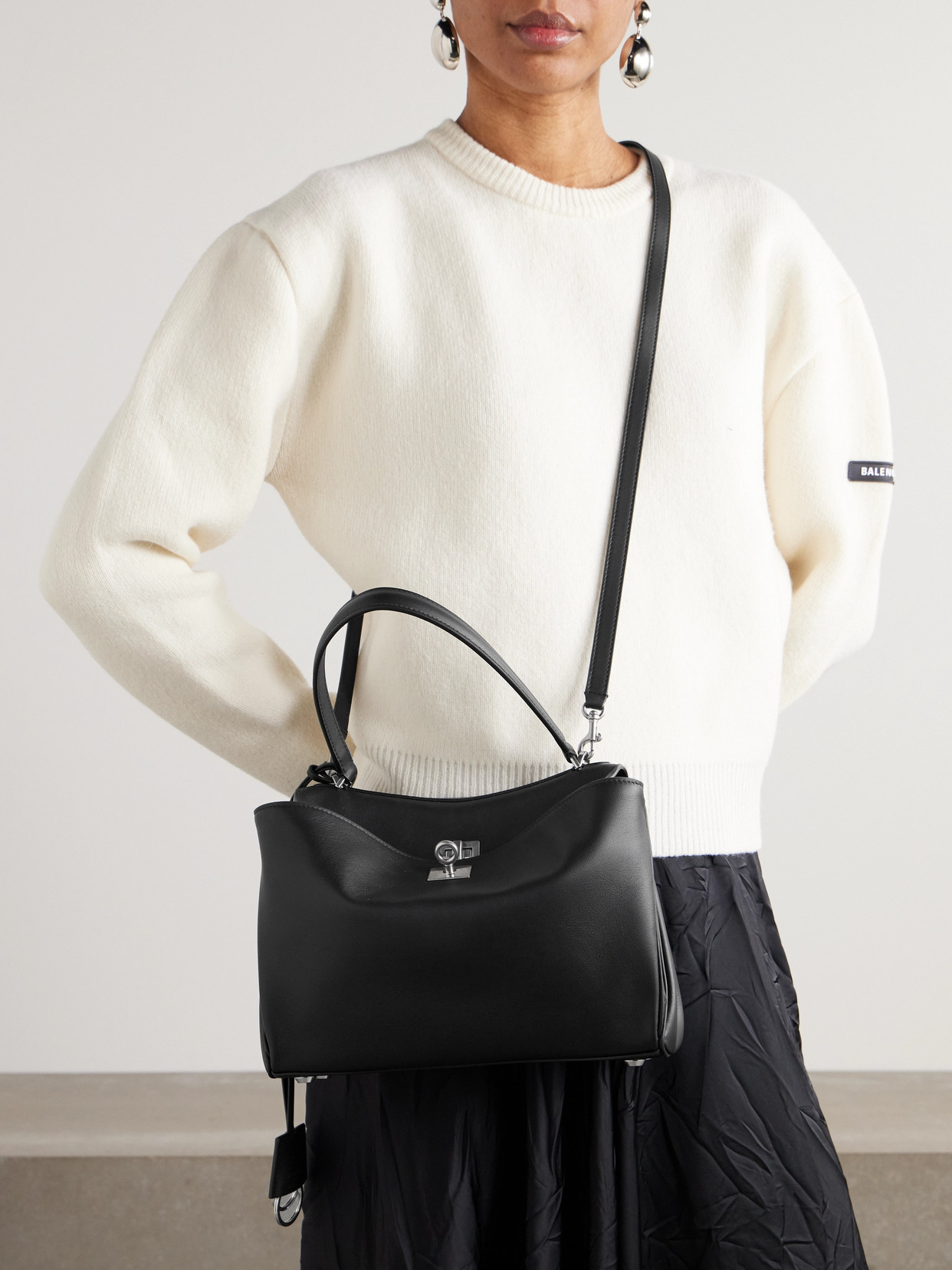 Balenciaga Women Black Leather Small Rodeo Handbag