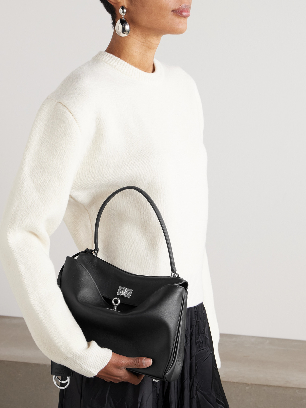 Balenciaga Women Black Leather Small Rodeo Handbag