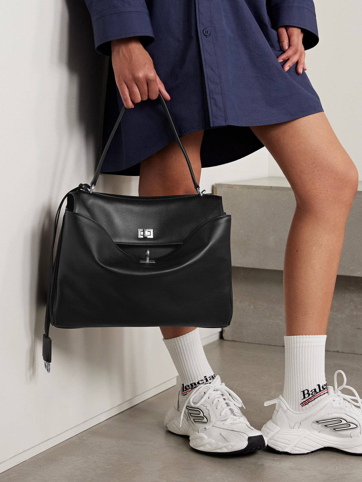 Balenciaga Smooth Black Calfskin Small Rodeo Bag Women In Black