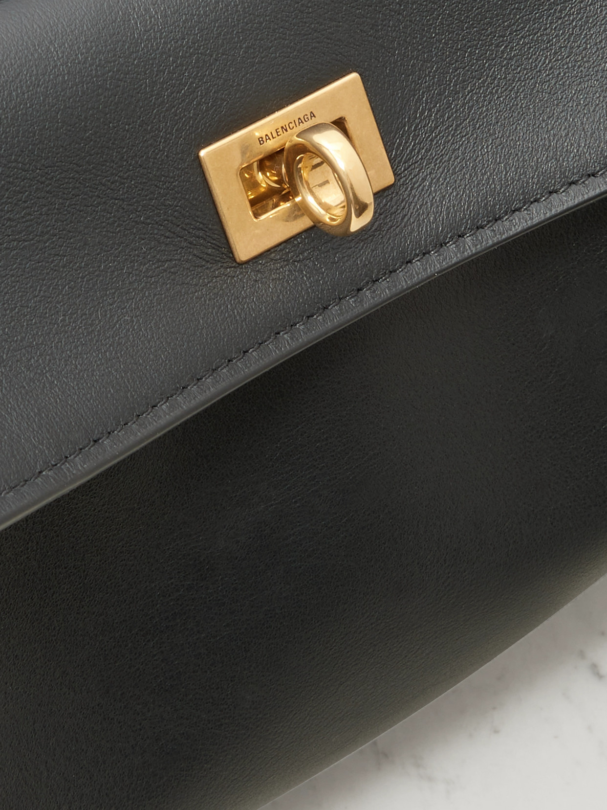 Balenciaga Small Rodeo Leather Handbag In Black