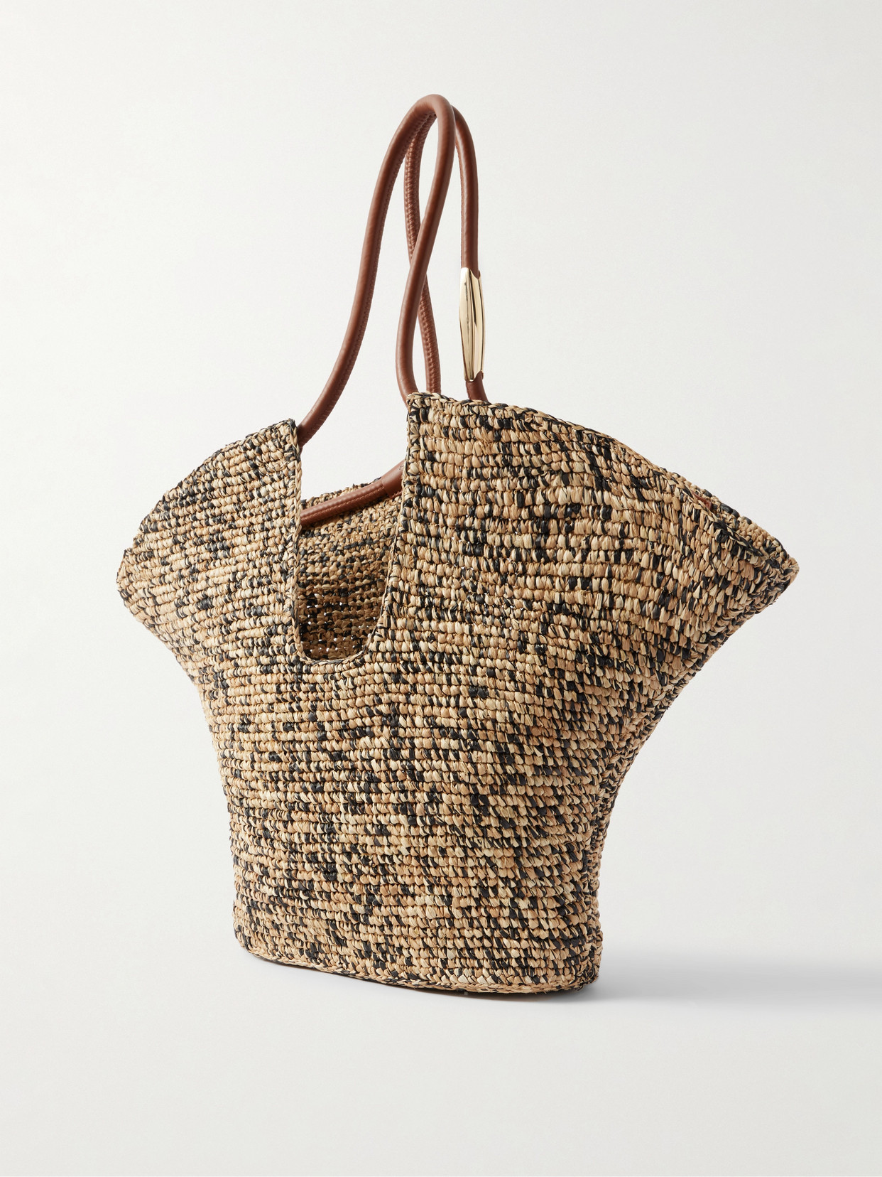 Zimmermann Goldentime Medium Embellished Leather-trimmed Raffia Tote