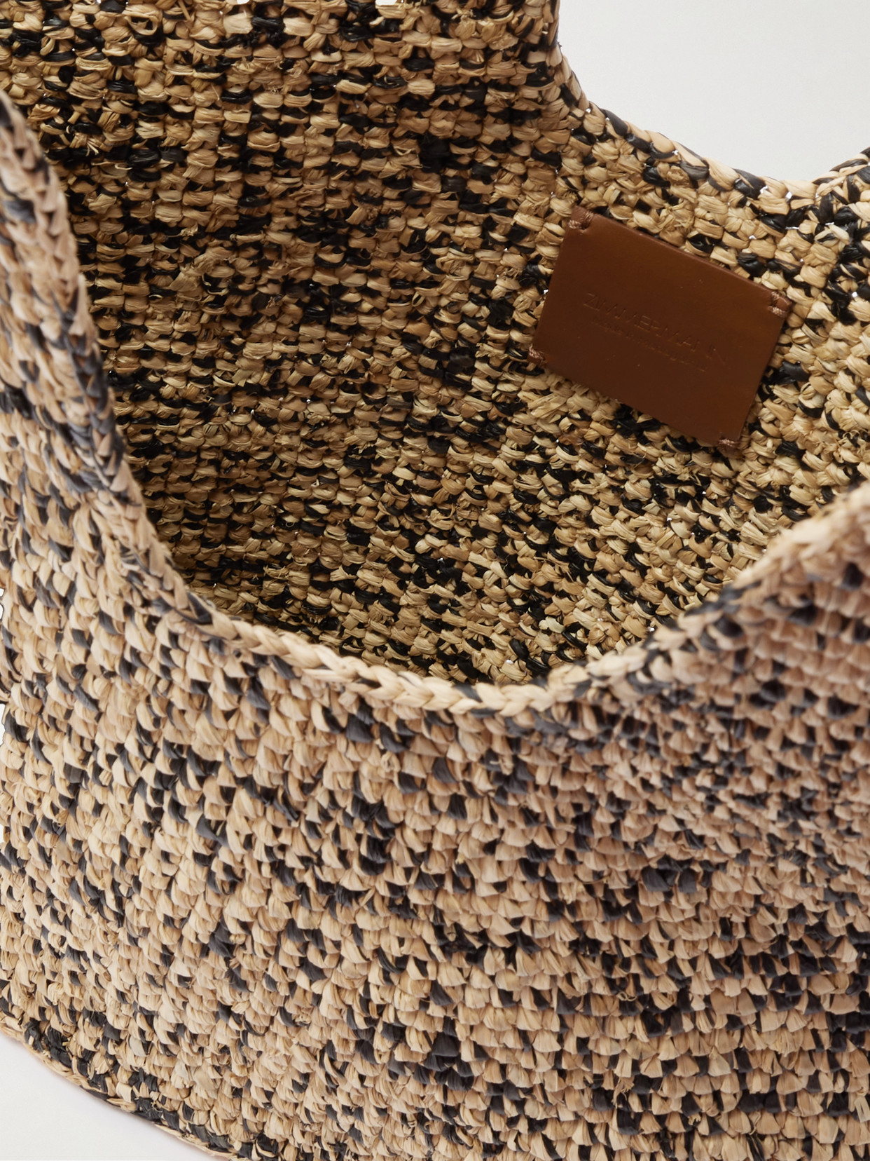Zimmermann Goldentime Medium Embellished Leather-trimmed Raffia Tote