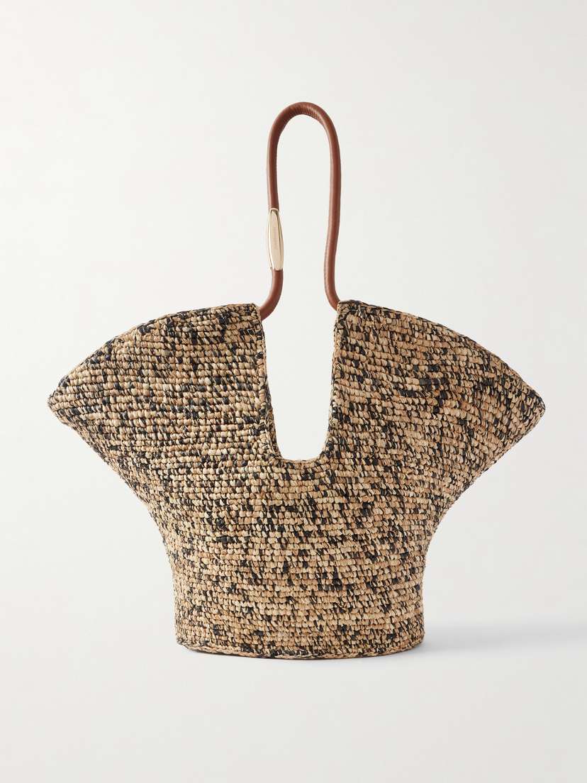 Zimmermann Goldentime Medium Embellished Leather-trimmed Raffia Tote