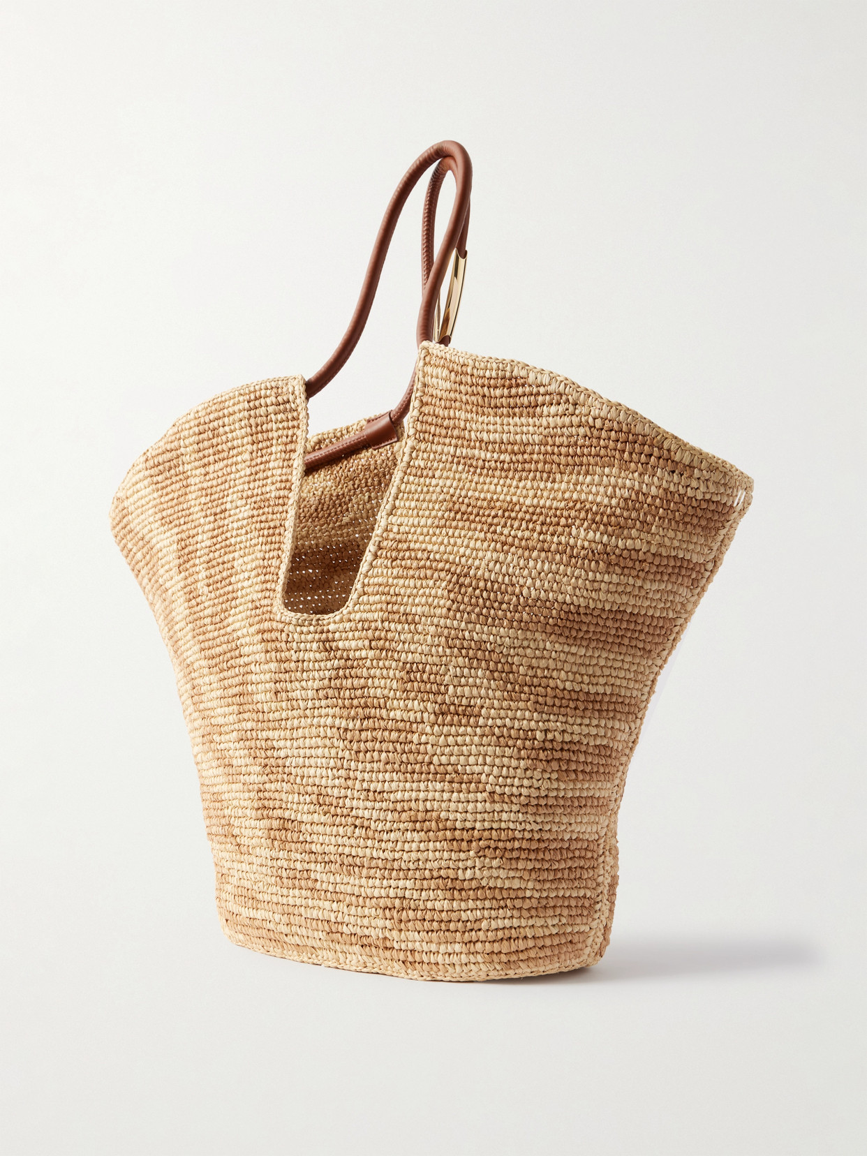 Zimmermann Goldentime Large Embellished Leather-trimmed Raffia-jacquard Tote
