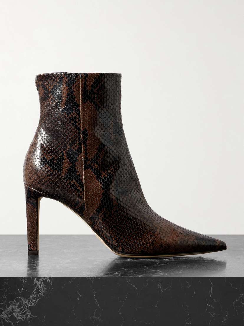 Jimmy Choo Frankie 85 Snake-effect Leather Ankle Boots