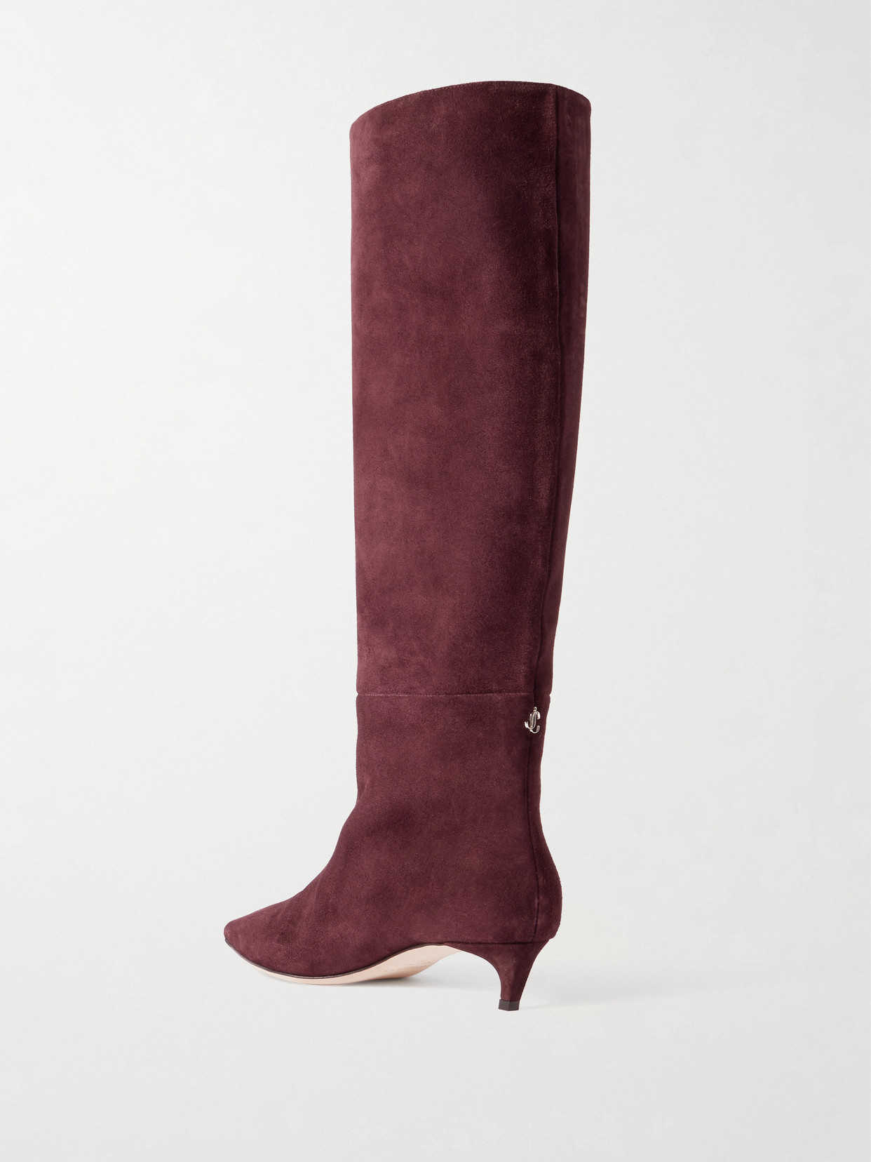 Jimmy Choo Maxima 35 Suede Knee Boots In Burgundy