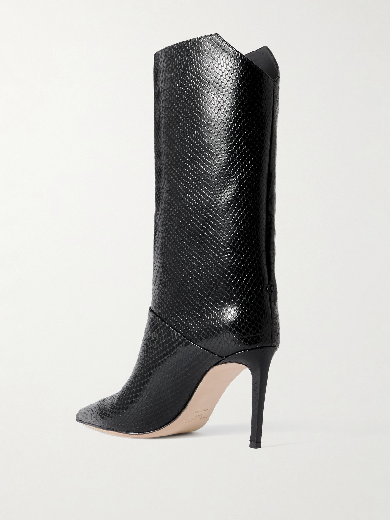 Jimmy Choo Beren 85 Snake-effect Leather Boots In Black
