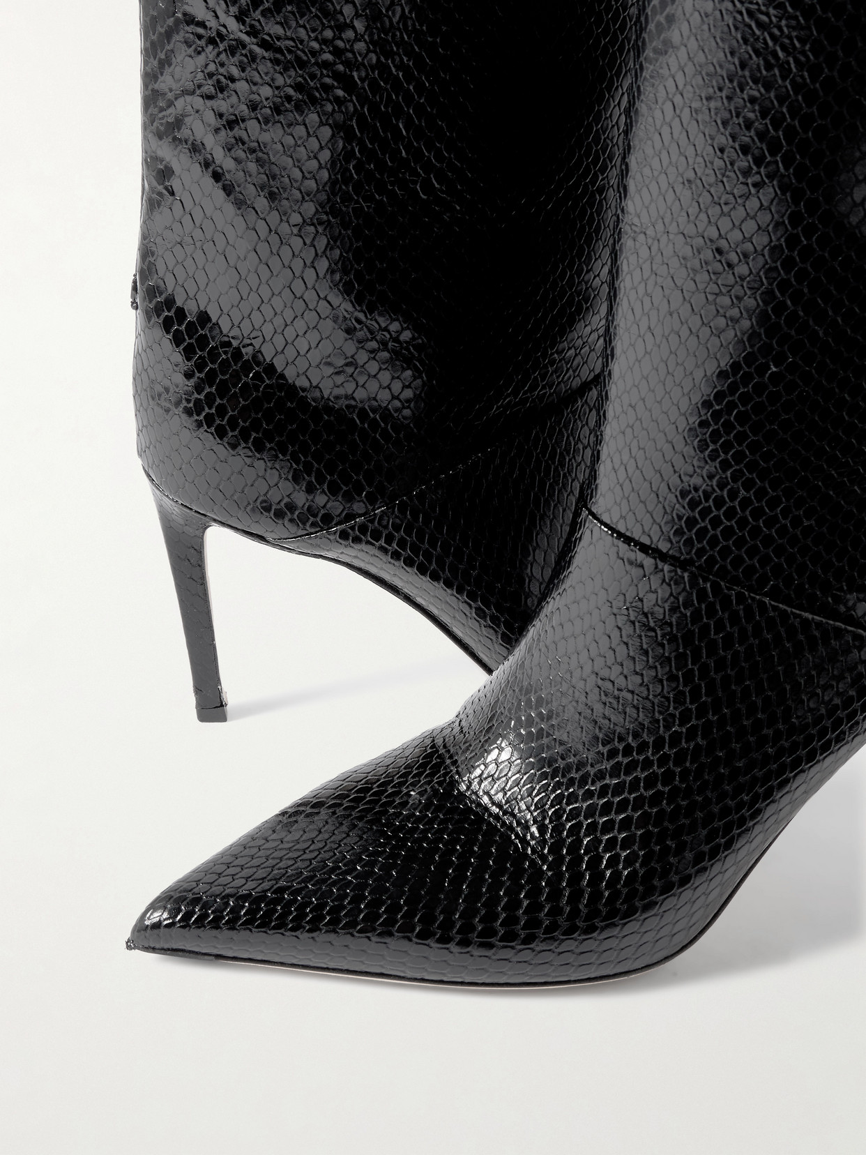 Jimmy Choo Beren 85 Snake-effect Leather Boots In Black