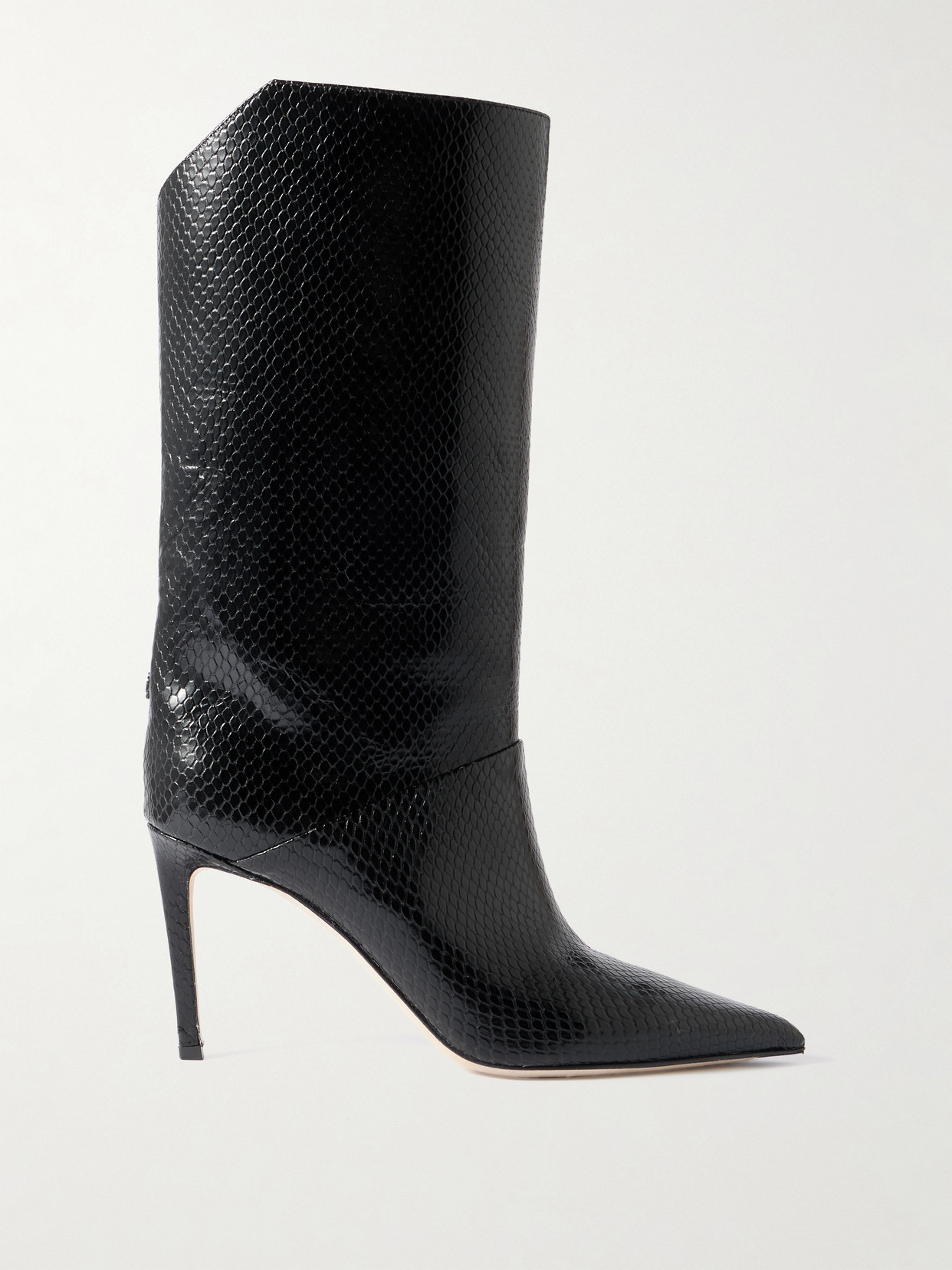 Jimmy Choo Beren 85 Snake-effect Leather Boots In Black