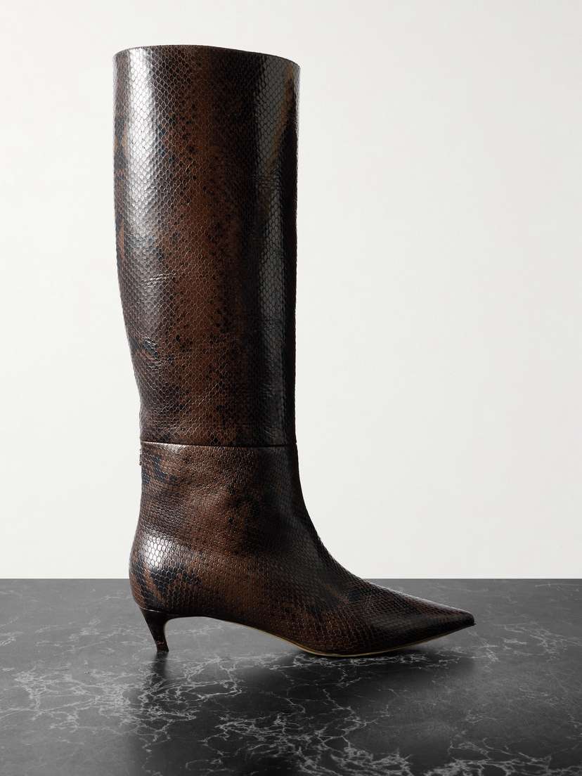 Jimmy Choo Maxima 35 Snake-effect Leather Knee Boots