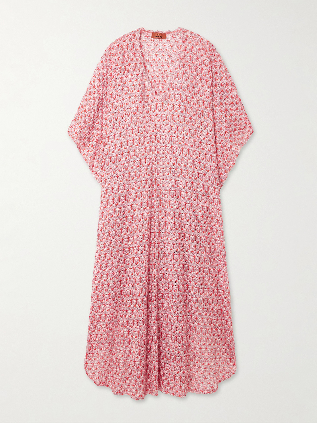 Missoni Striped Metallic Crochet-knit Coverup In Red