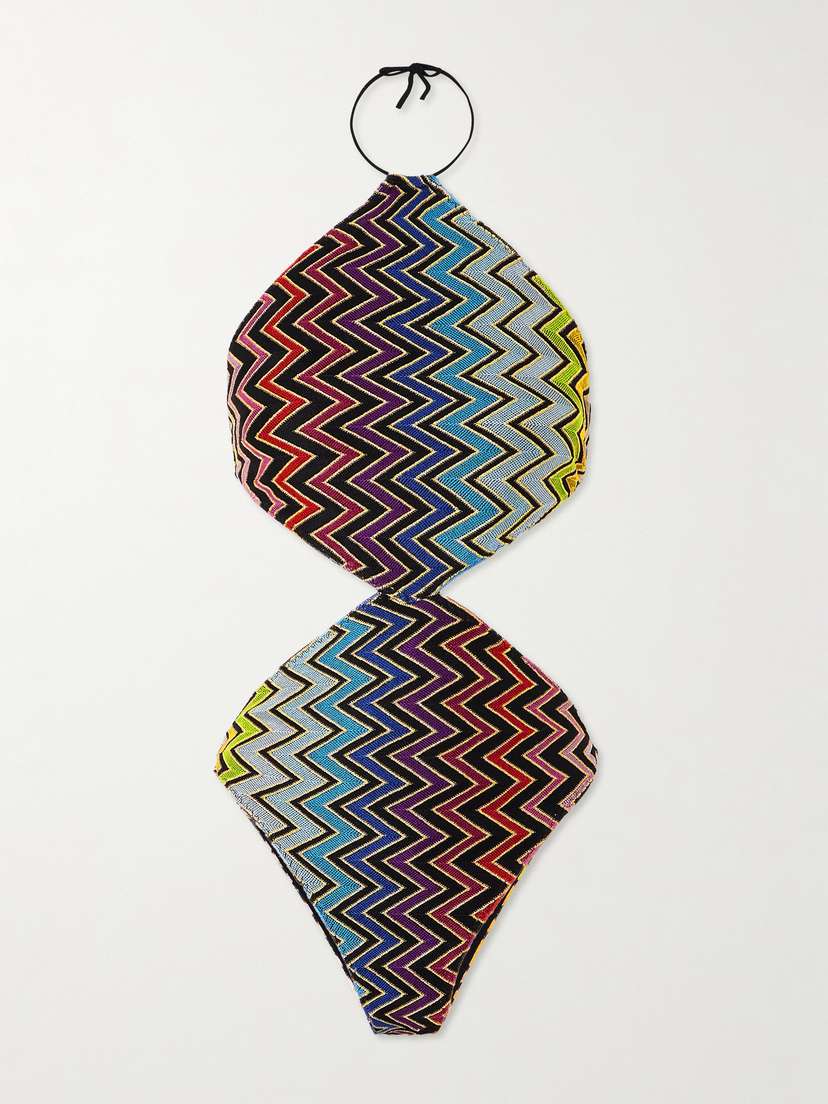 Missoni Mare Cutout Striped Metallic Crochet-knit Swimsuit