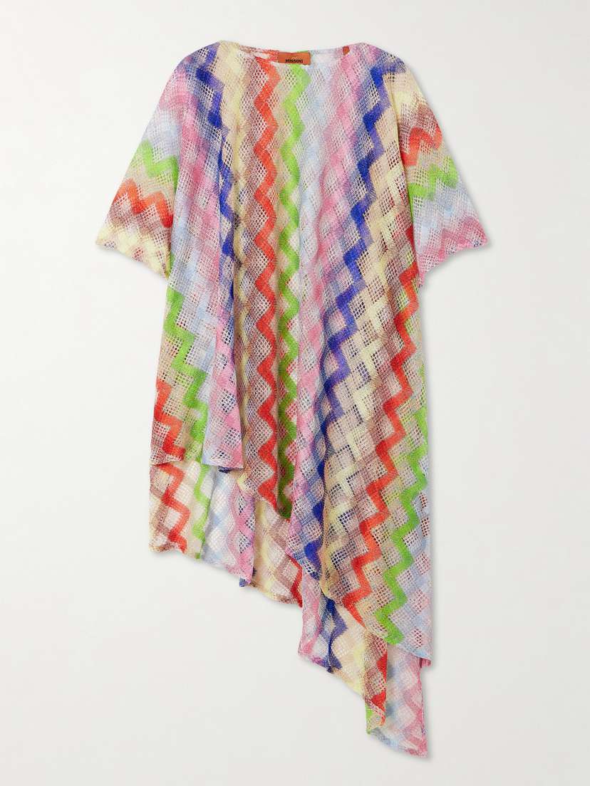 Missoni Mare Asymmetric Metallic Crochet-knit Kaftan