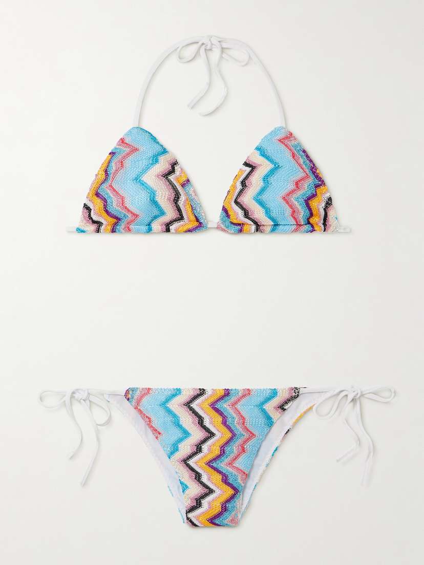 Missoni Mare Striped Metallic Crochet-knit Bikini