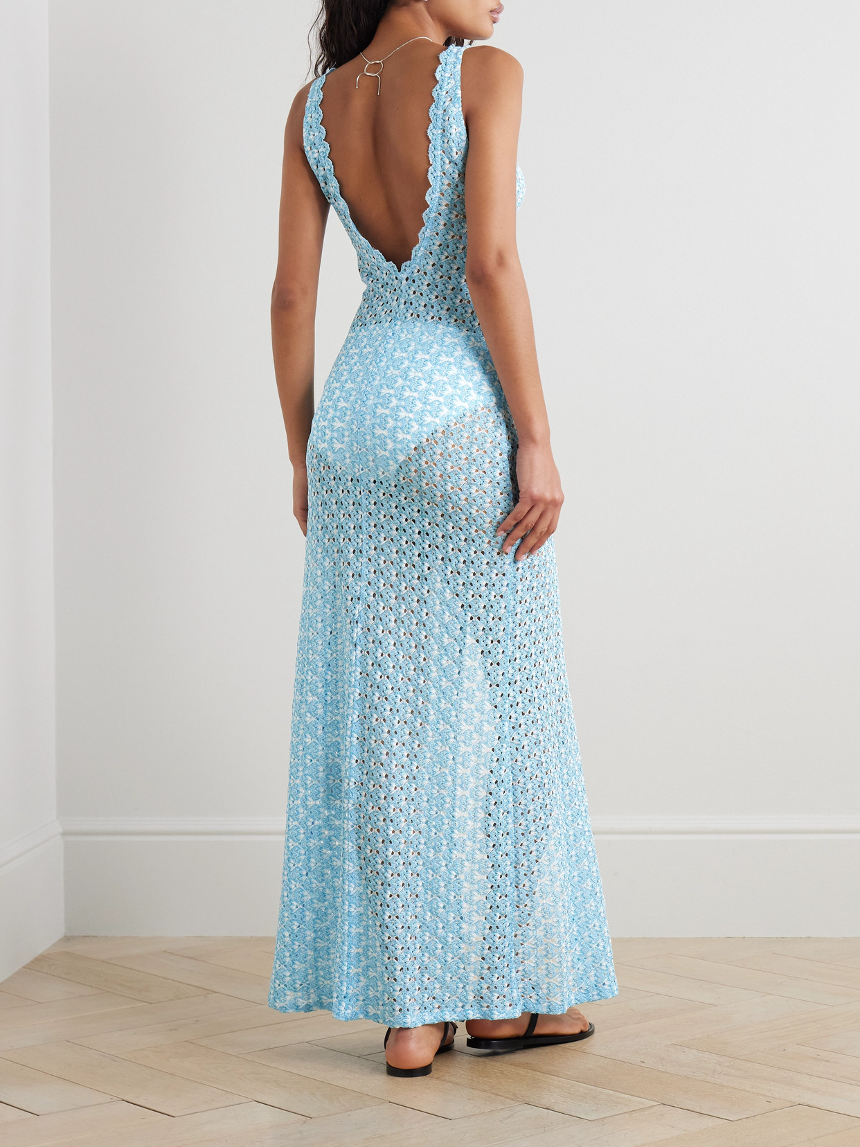 Missoni Metallic Crochet-knit Coverup In Blue
