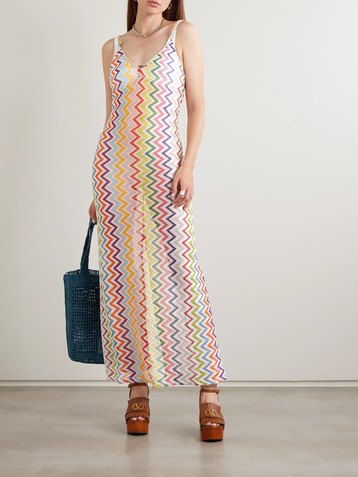 Missoni Striped metallic crochet-knit maxi dress