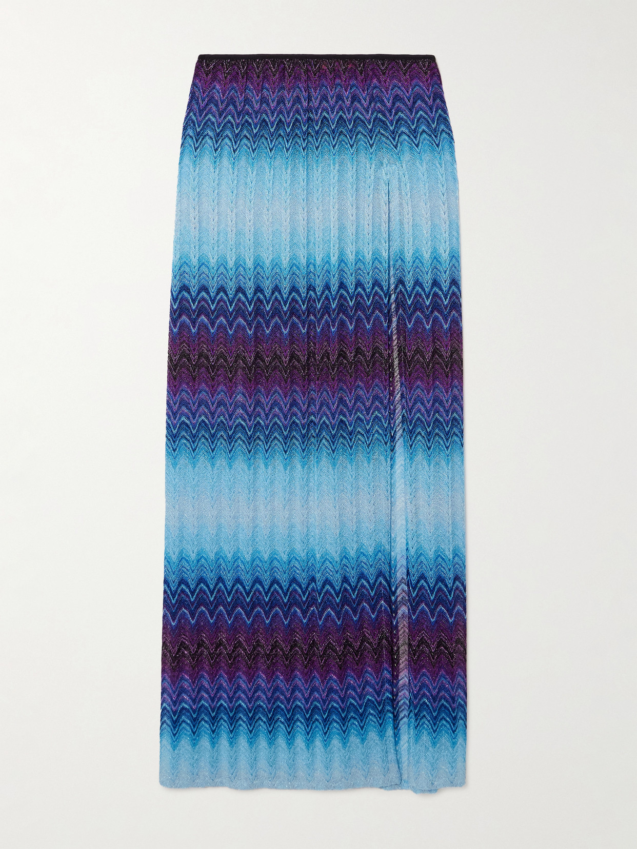 Missoni Ombré Metallic Crochet-knit Midi Skirt In Blue