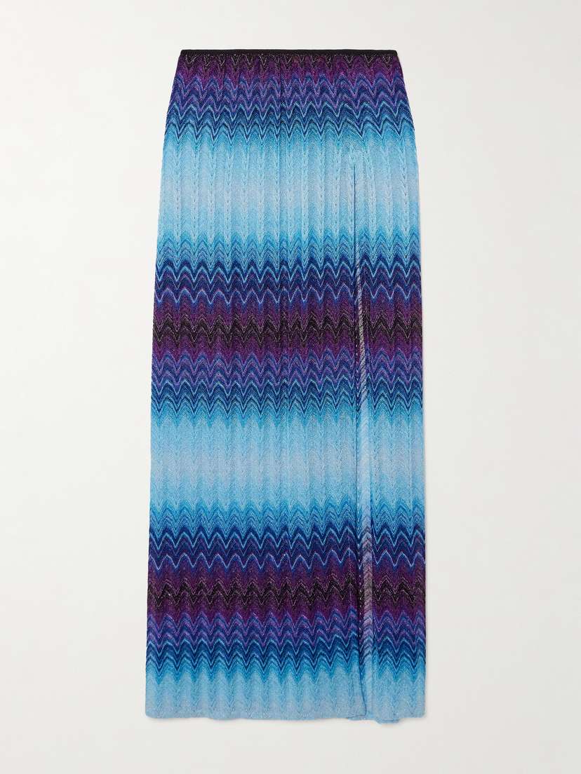 Missoni Ombré Metallic Crochet-knit Midi Skirt