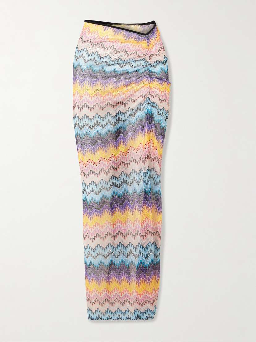 Missoni Mare Embellished Printed Metallic Mesh Maxi Skirt