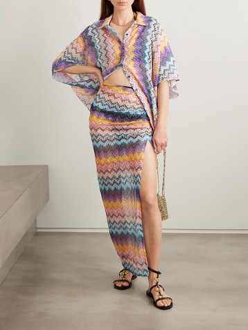Missoni Mare embellished printed metallic mesh maxi skirt