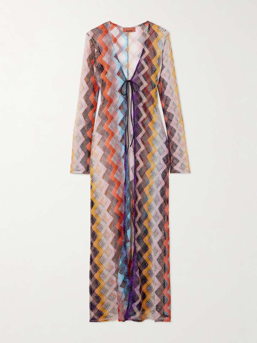 Missoni Mare Striped Metallic Crochet-knit Coverup